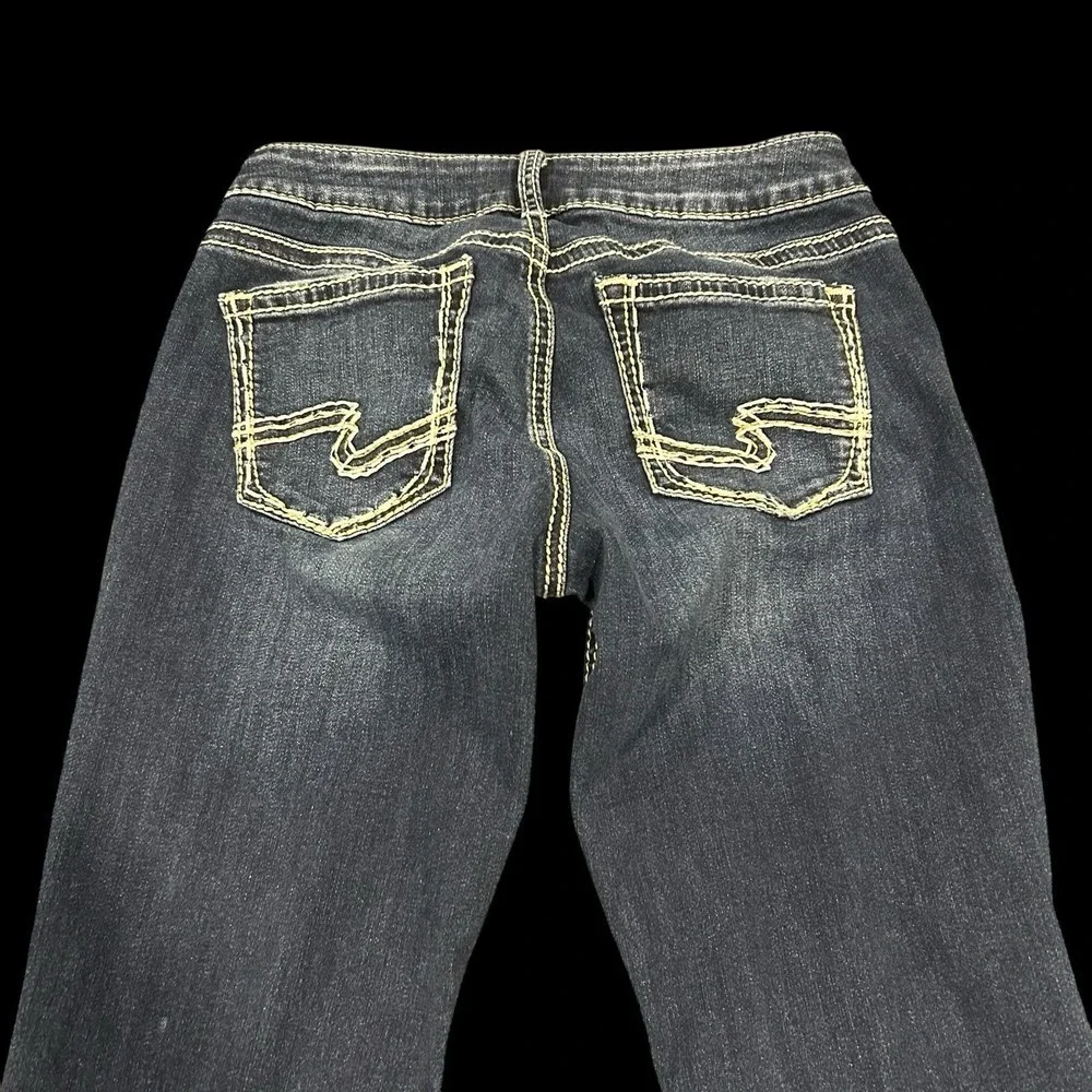 Silver Jeans Women 28/33 Bootcut Dark Wash Western Suki Surplus Blue Stretch